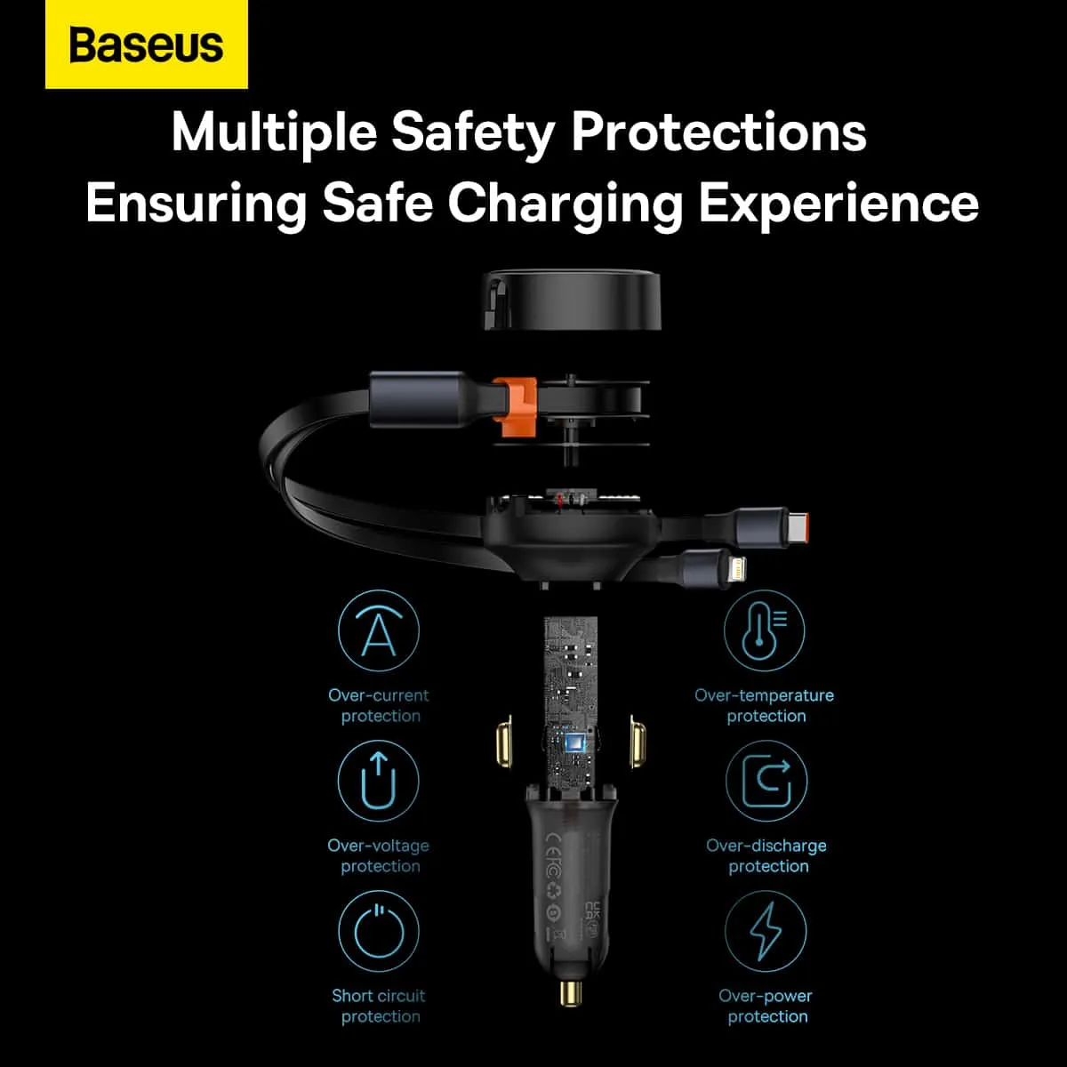 Baseus Enjoyment Retractable 2-in-1 C L 30W Car Charger