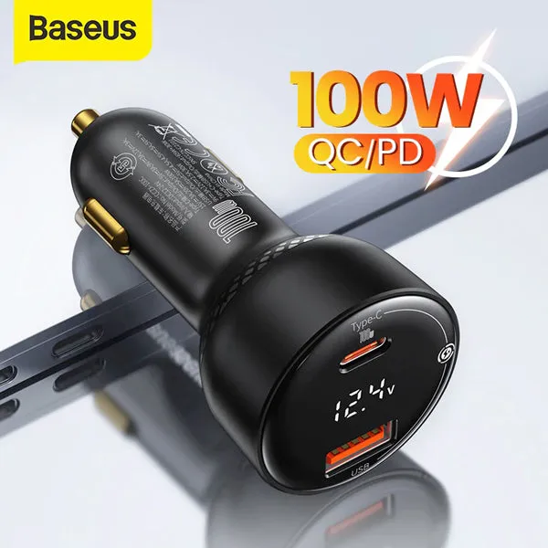 Baseus Superme Digital Display Car Charger Black