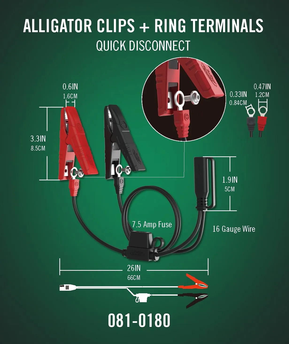 Battery Tender Junior 12V, 750mA Charger and Maintainer: Automatic 12V Powersports Battery Charger for Motorcycle, ATVs, and More - 021-0123