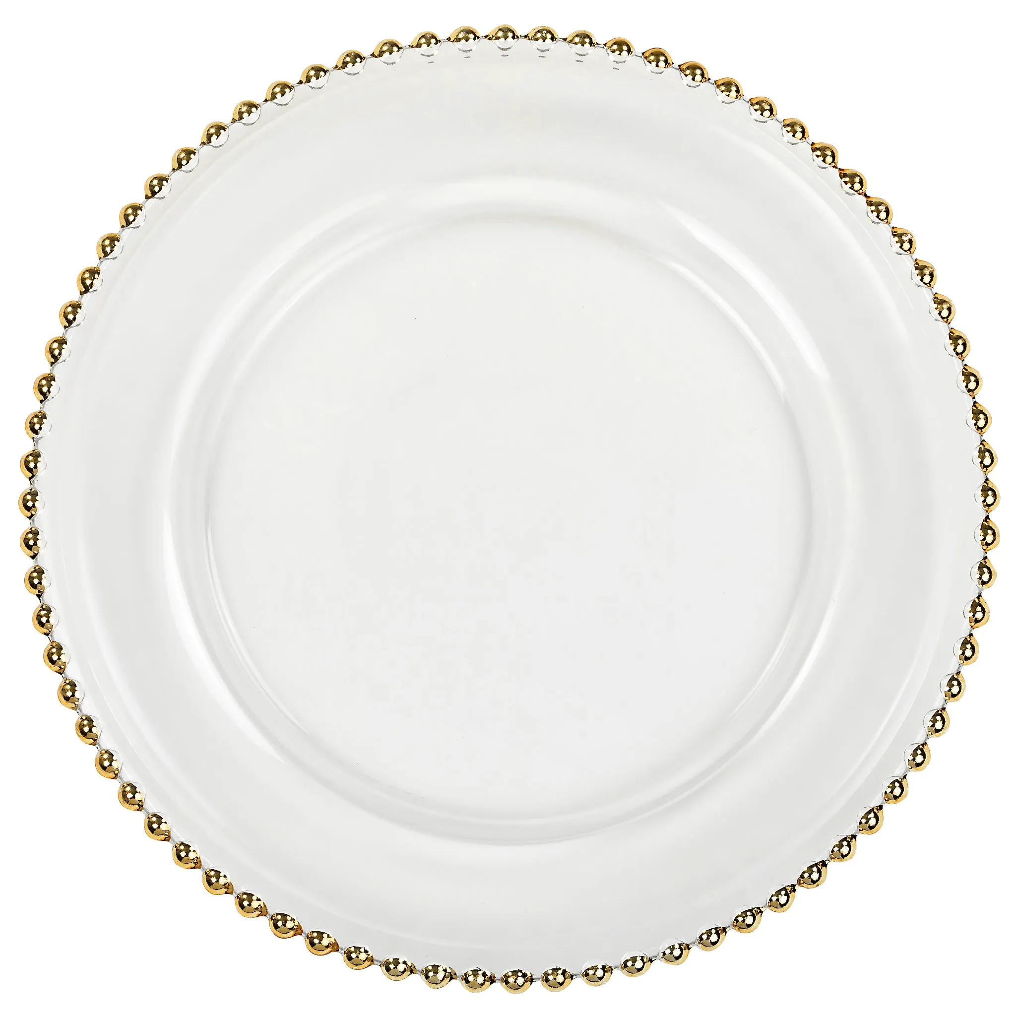 Beaded Glass Charger Plate - Gold Trim