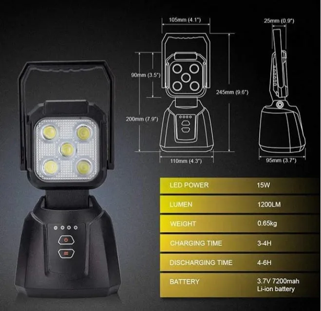 Cali Raised LED 15W Magnetic Base Rechargeable Lamp