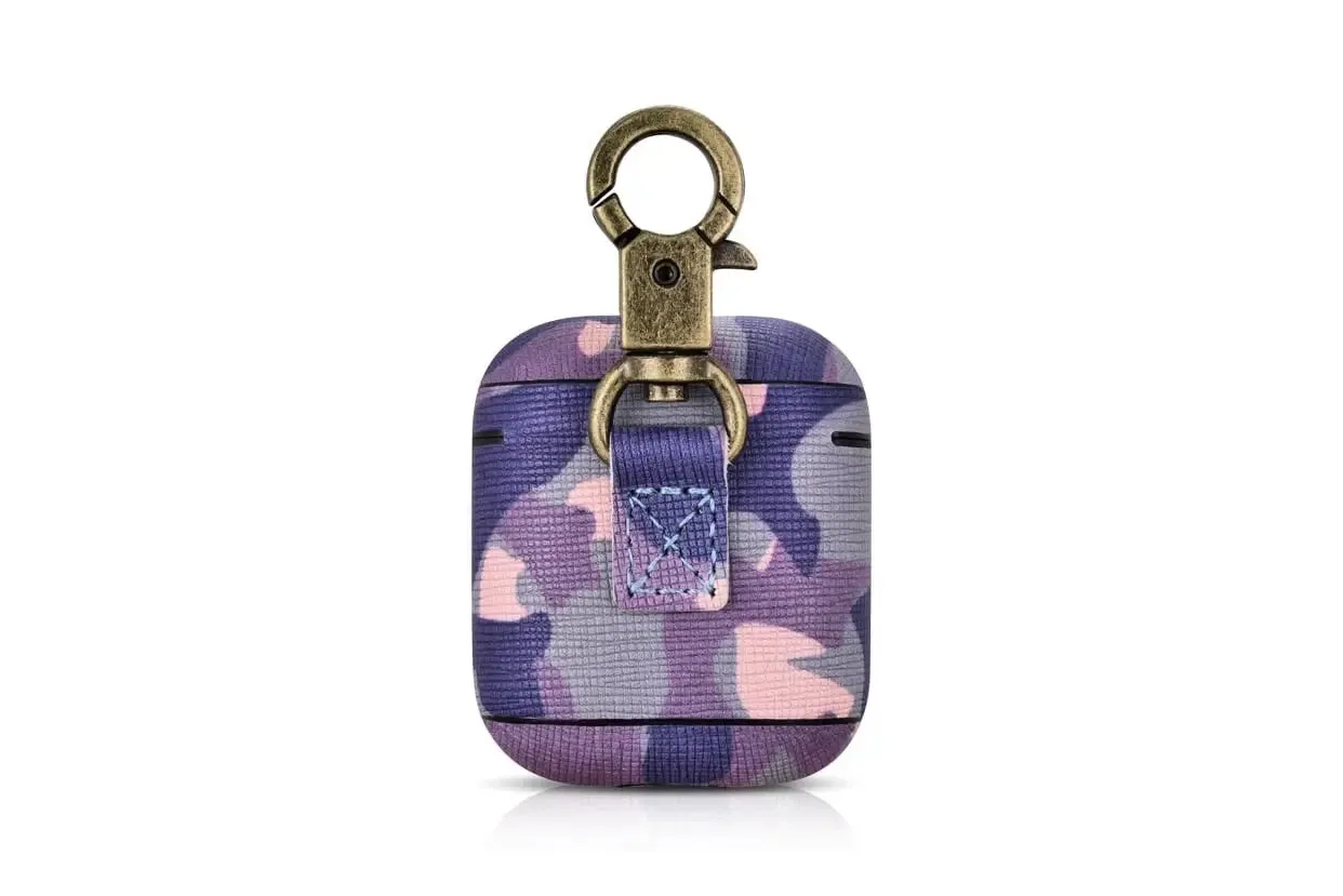 Camo Purple Premium Leather AirPods 1 & 2 Case-AirPods Case