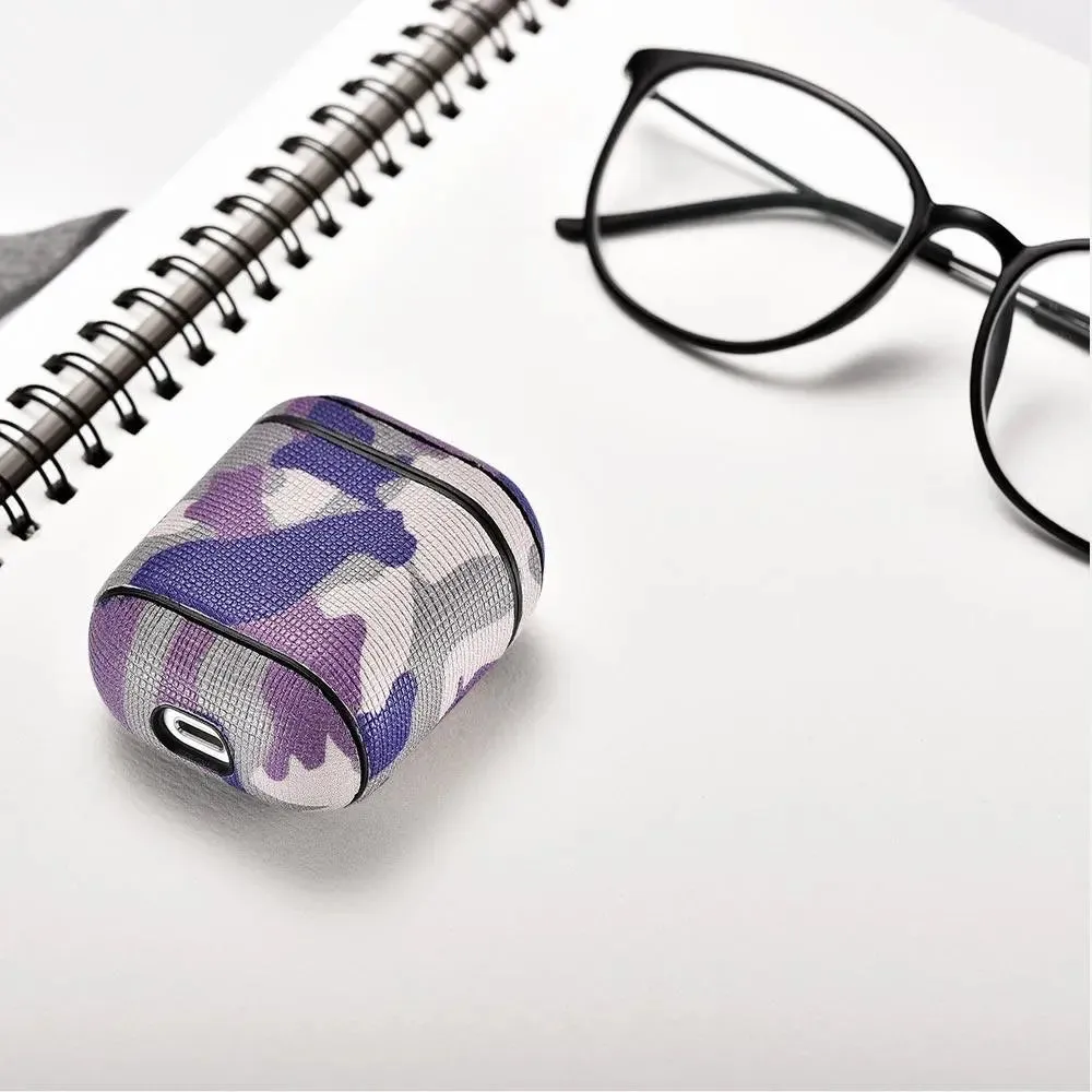 Camo Purple Premium Leather AirPods 1 & 2 Case-AirPods Case