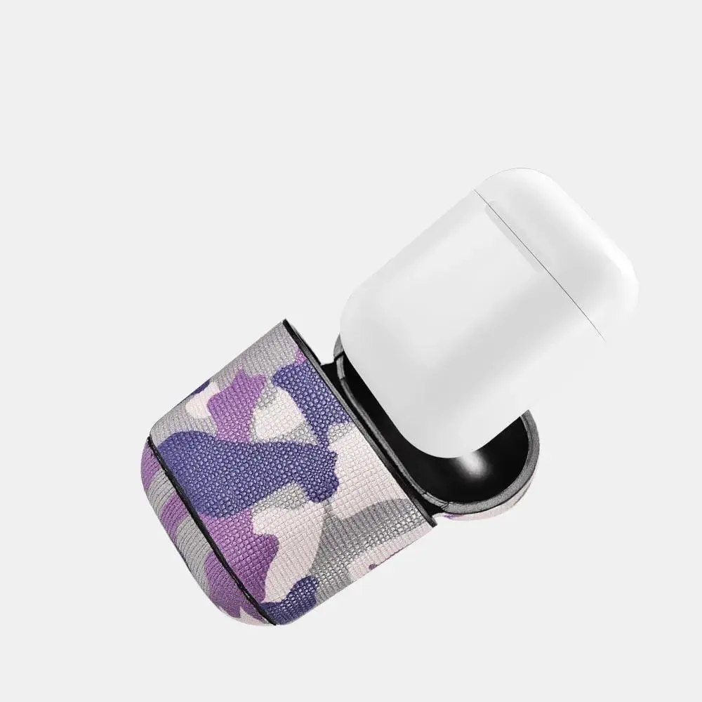 Camo Purple Premium Leather AirPods 1 & 2 Case-AirPods Case