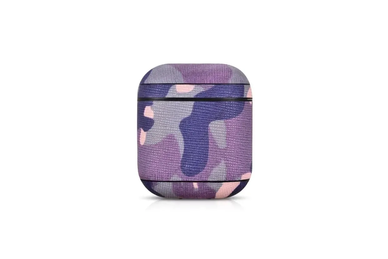 Camo Purple Premium Leather AirPods 1 & 2 Case-AirPods Case