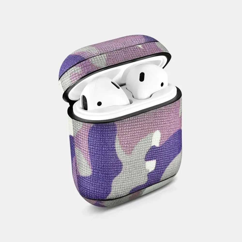 Camo Purple Premium Leather AirPods 1 & 2 Case-AirPods Case