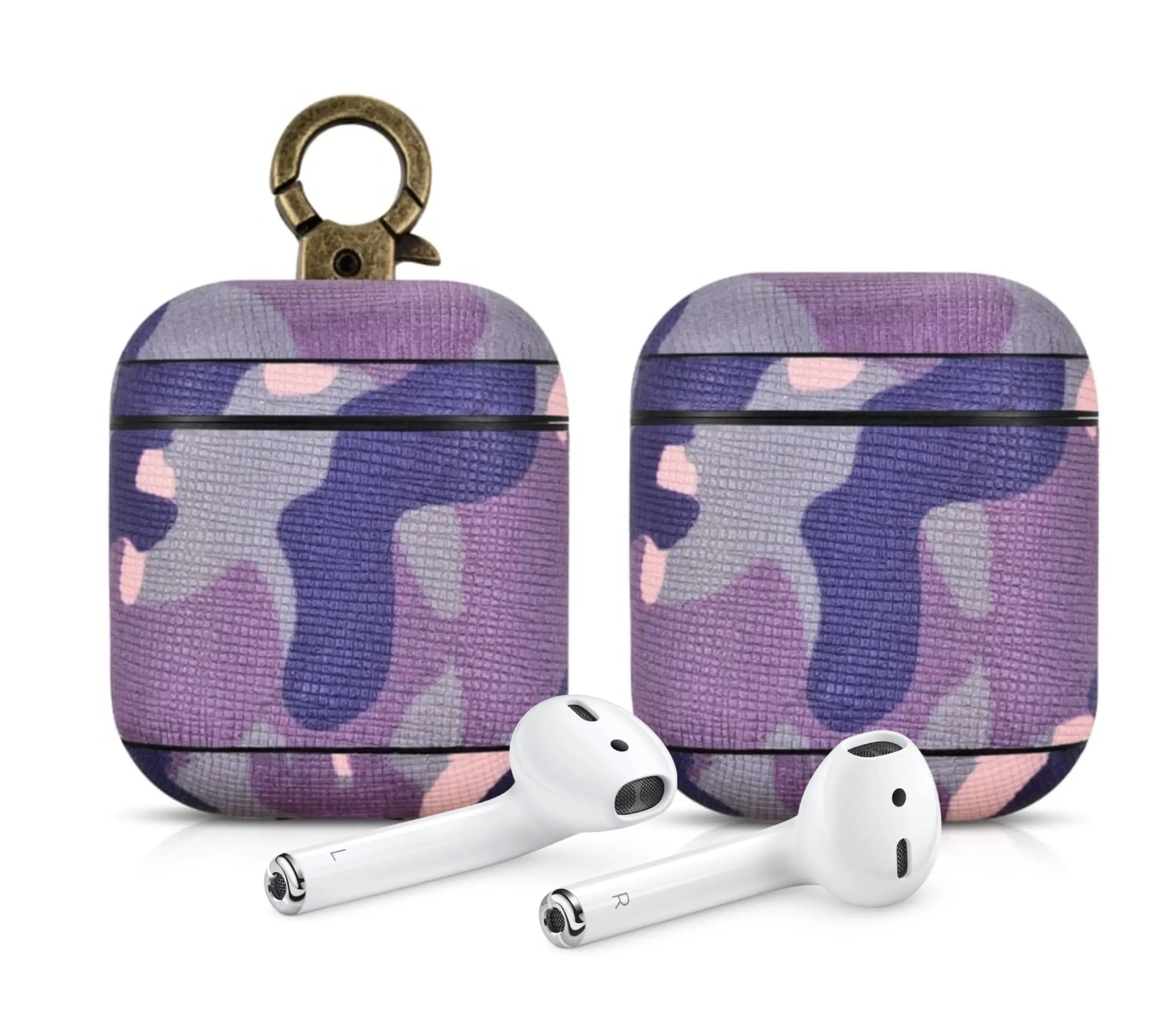 Camo Purple Premium Leather AirPods 1 & 2 Case-AirPods Case