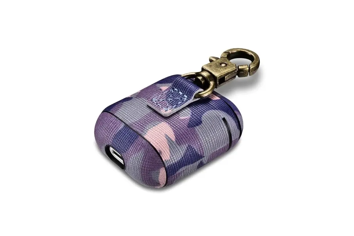 Camo Purple Premium Leather AirPods 1 & 2 Case-AirPods Case