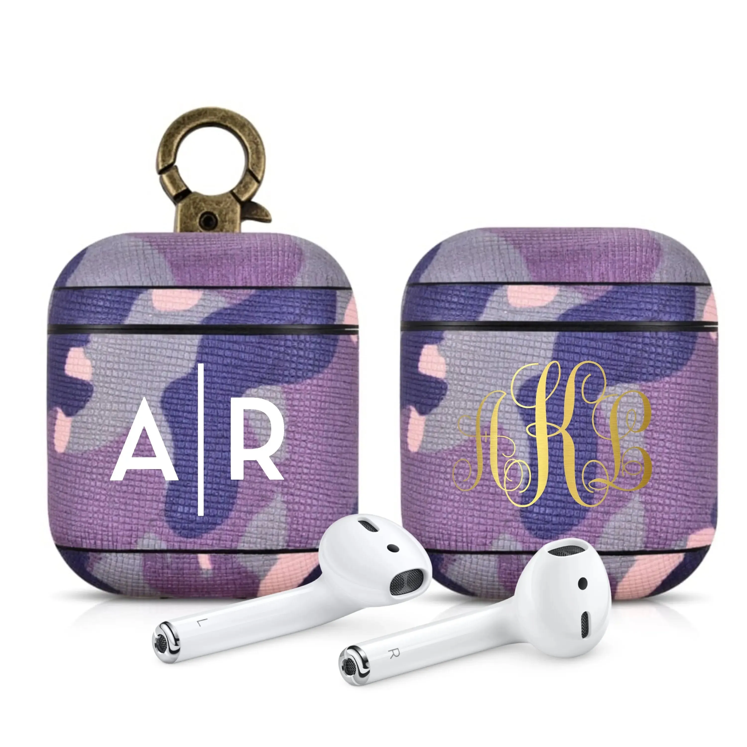 Camo Purple Premium Leather AirPods 1 & 2 Case-AirPods Case