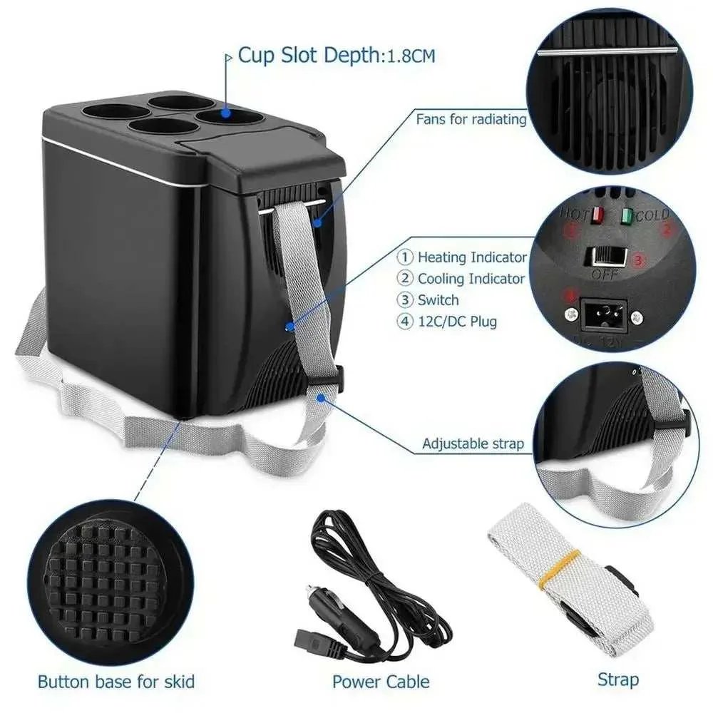 Car Refrigerator 6.34 Quarts, 12V Electric Portable Freezer Mini Car Freezer Cooler and Warmer