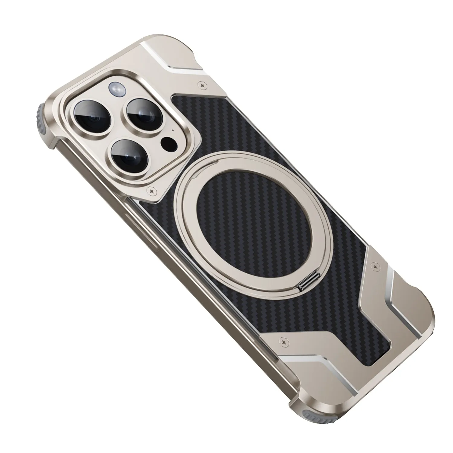 Carbon Fiber Metal Anti Fall Case With 360 Rotating Bracke For iPhone