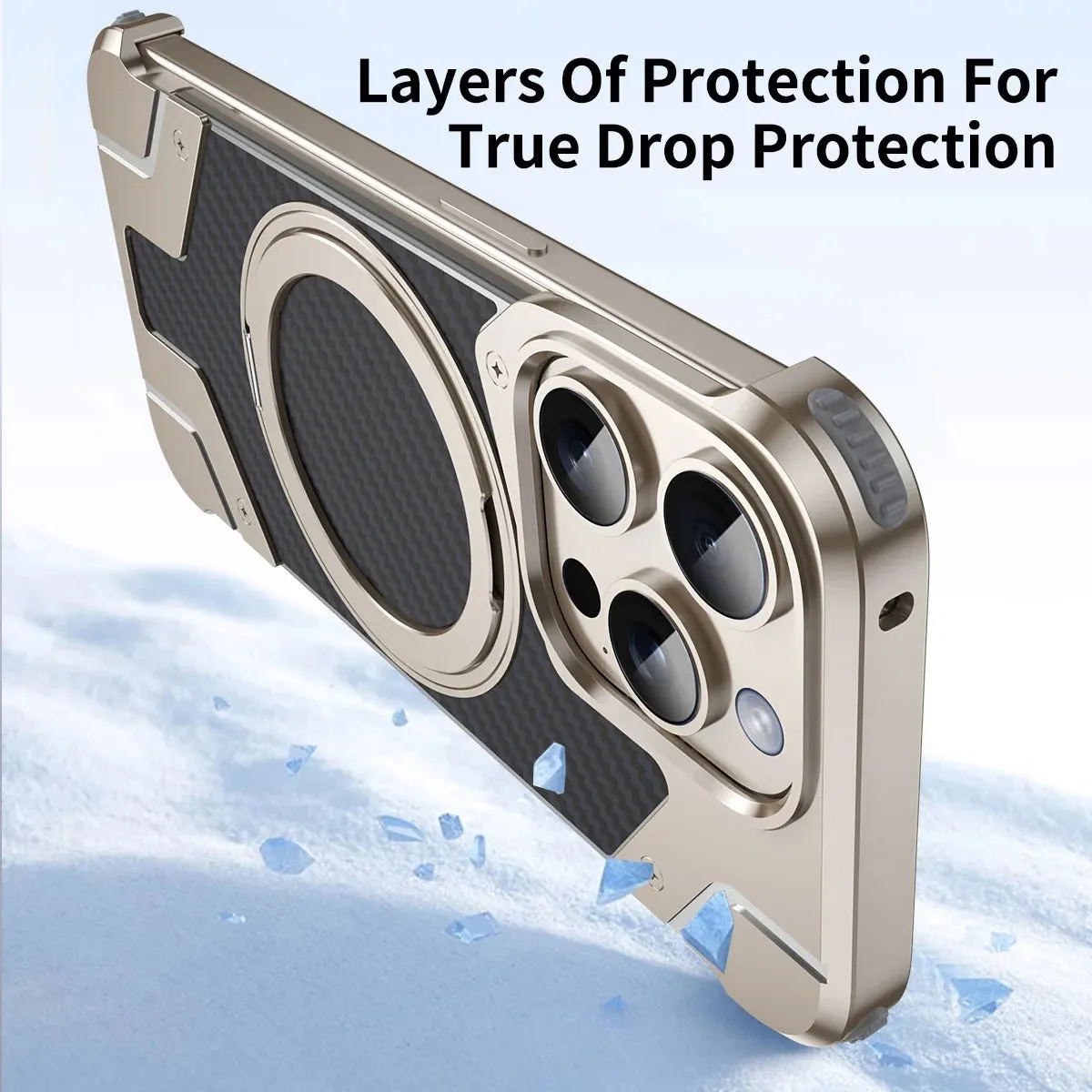 Carbon Fiber Metal Anti Fall Case With 360 Rotating Bracke For iPhone