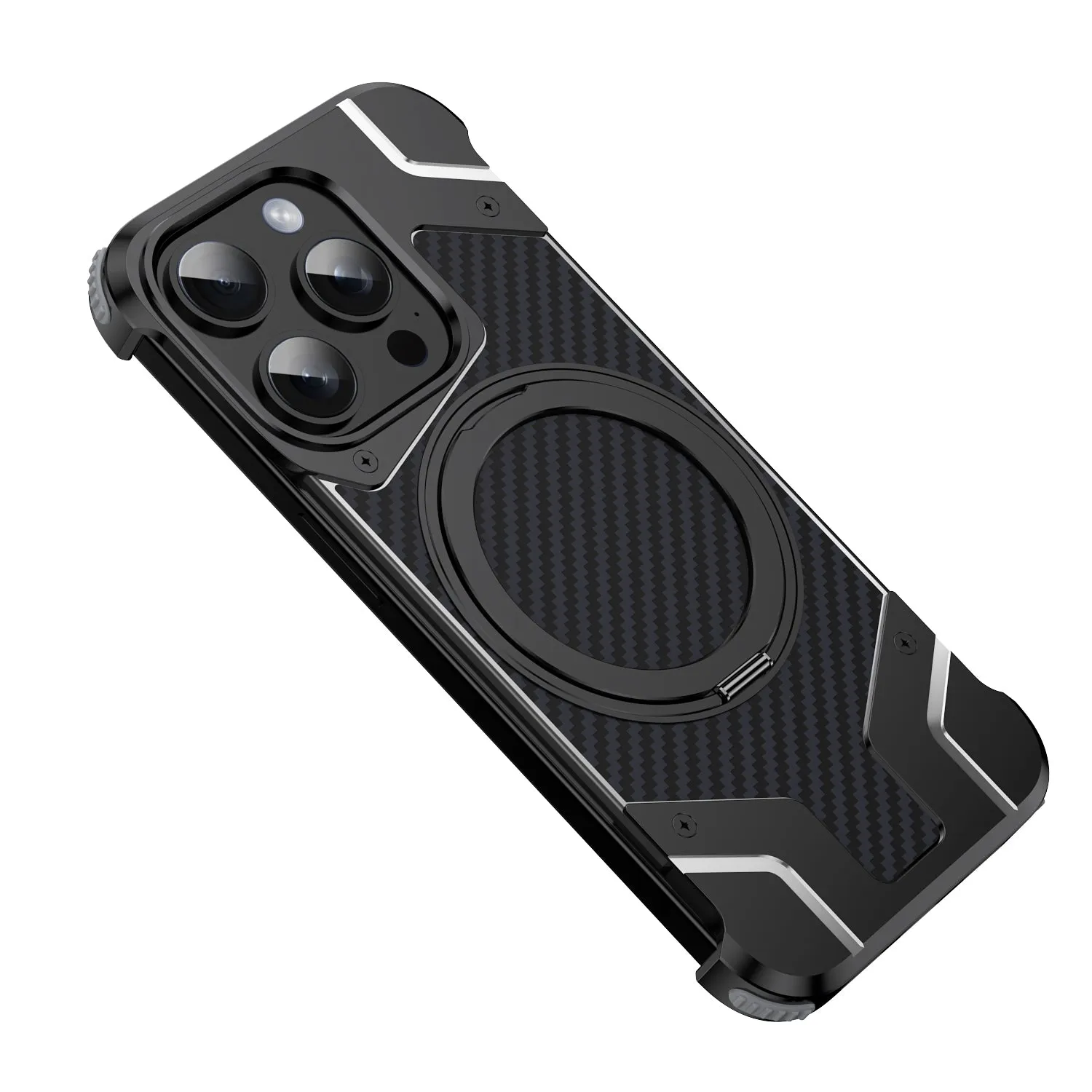 Carbon Fiber Metal Anti Fall Case With 360 Rotating Bracke For iPhone