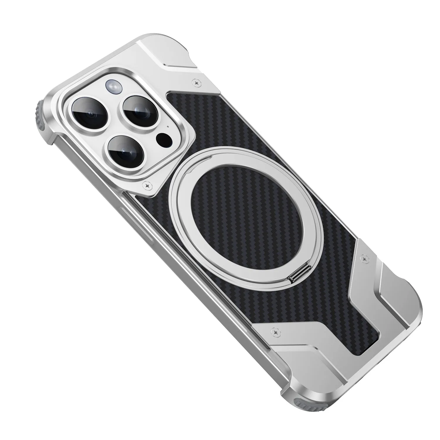 Carbon Fiber Metal Anti Fall Case With 360 Rotating Bracke For iPhone