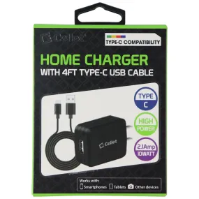 Cellet Home Charger   USB-C Cable (4FT) - White