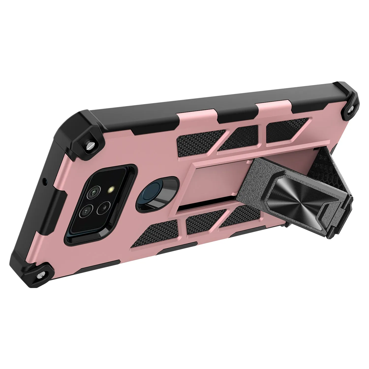 Cricket Ovation 2 Case ,AT&T Maestro Max Case [Military Grade] Ring Car Mount Kickstand Hybrid Hard PC Soft TPU Shockproof Protective Case - Rose Gold