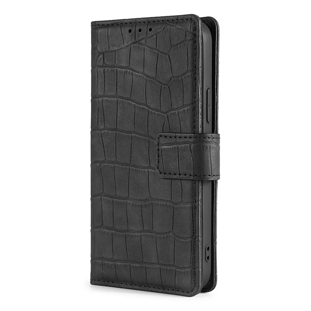 Crocodile textured leather case for Samsung Galaxy A13 5G - Black