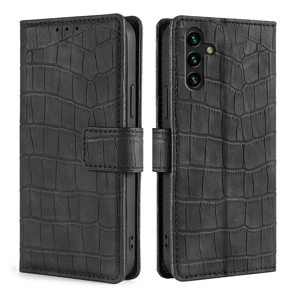 Crocodile textured leather case for Samsung Galaxy A13 5G - Black