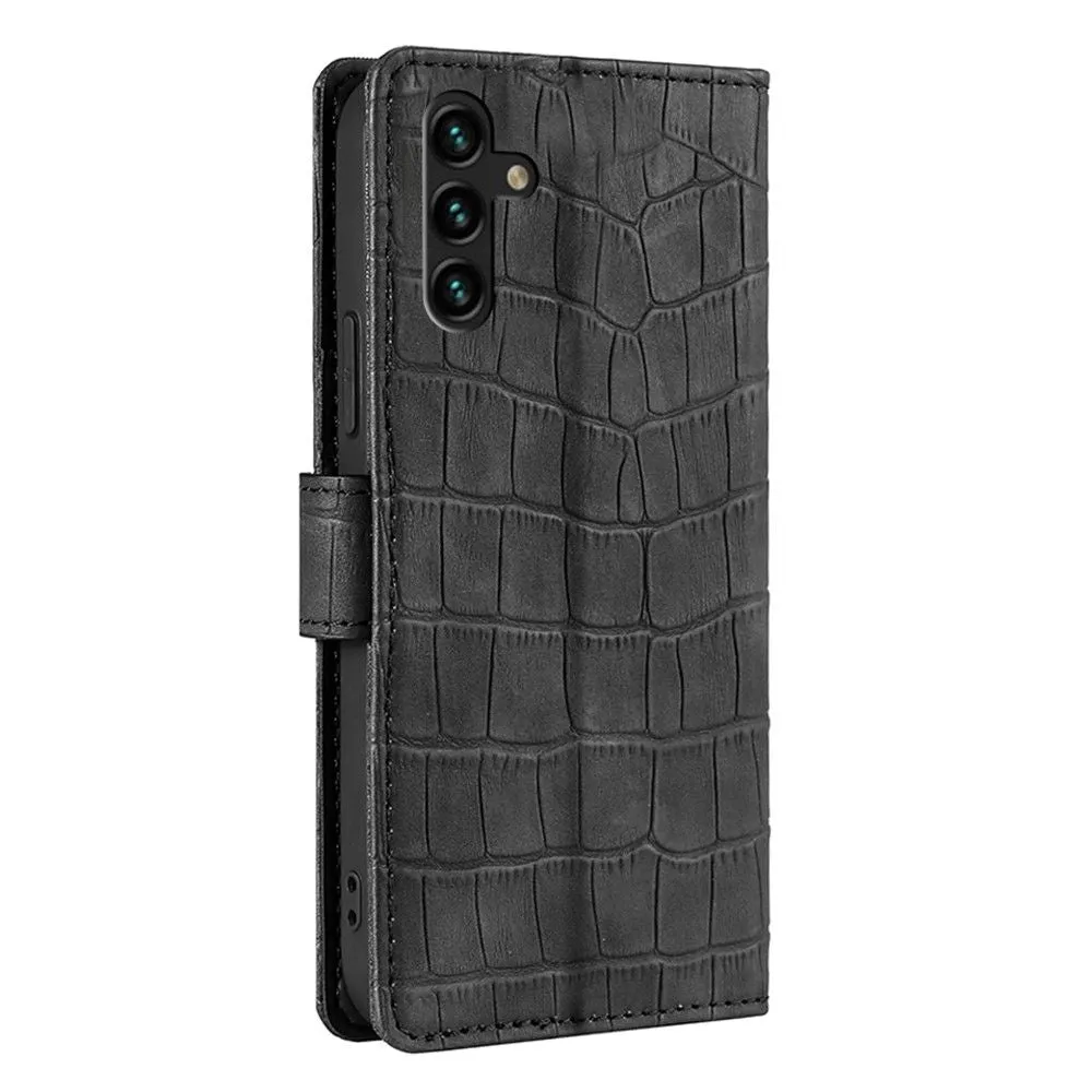 Crocodile textured leather case for Samsung Galaxy A13 5G - Black