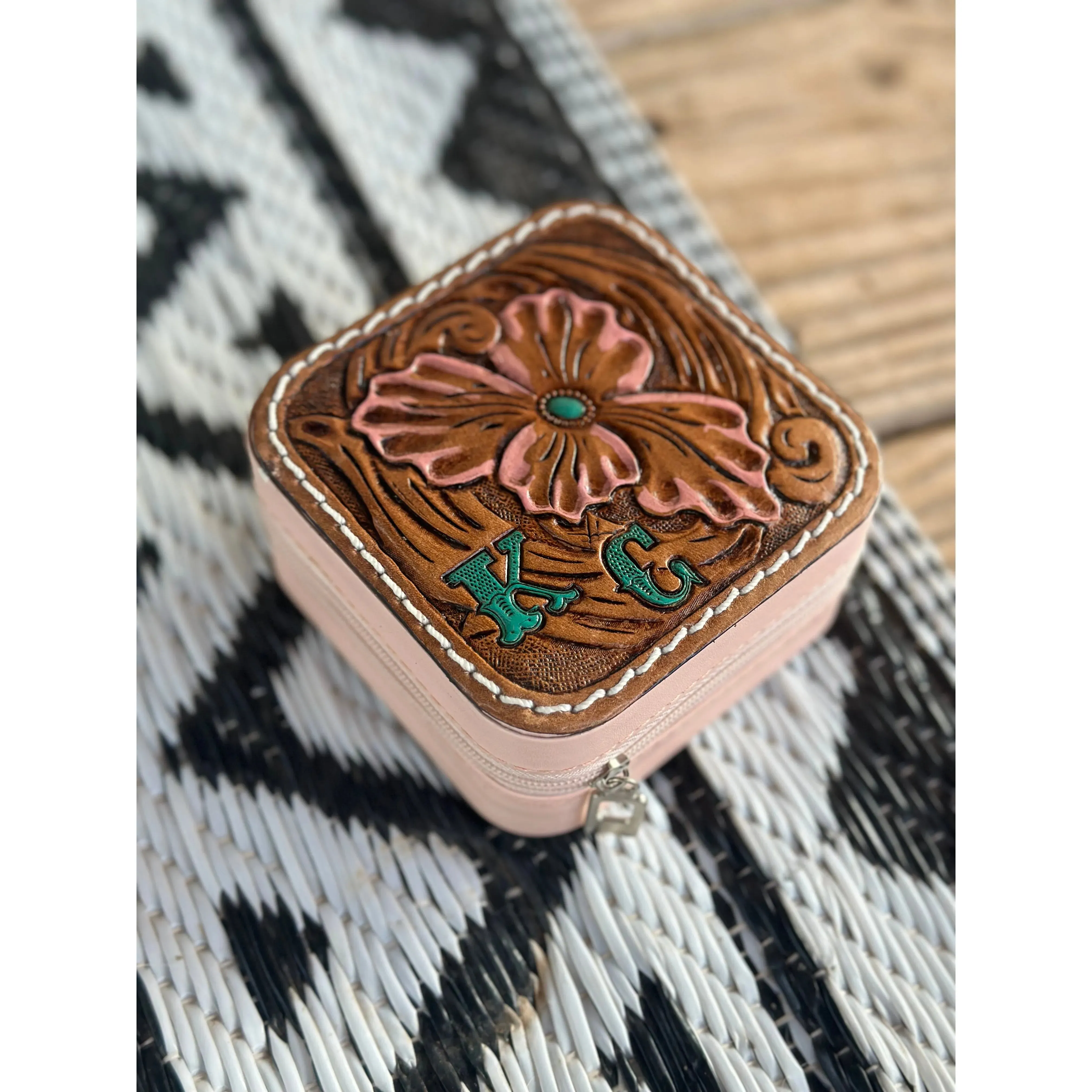 Custom Tooled Travel Jewelry Case