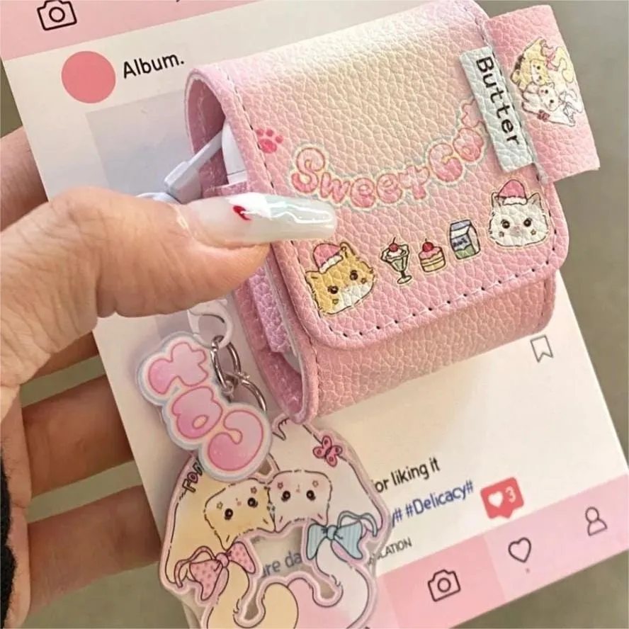 Cute Kitty AirPods Leather Case