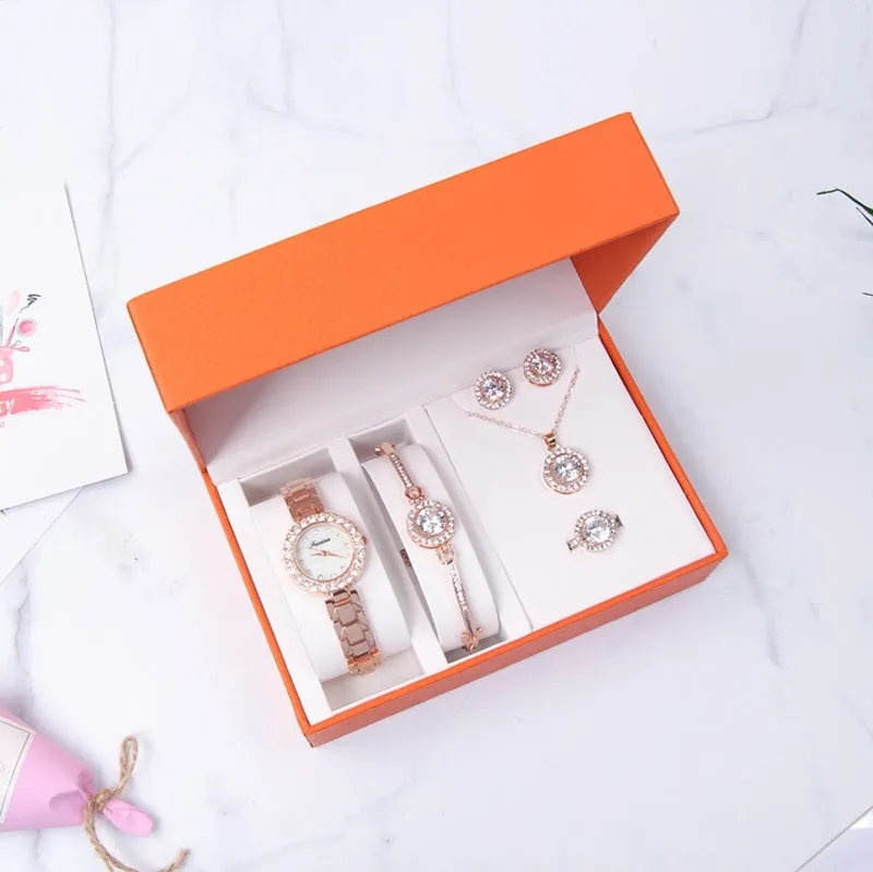 Diamond Frame 5 Pcs Set  Women's Watch