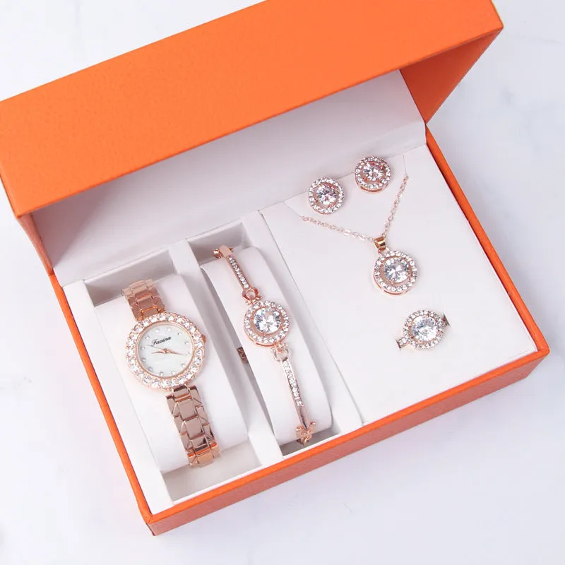 Diamond Frame 5 Pcs Set  Women's Watch