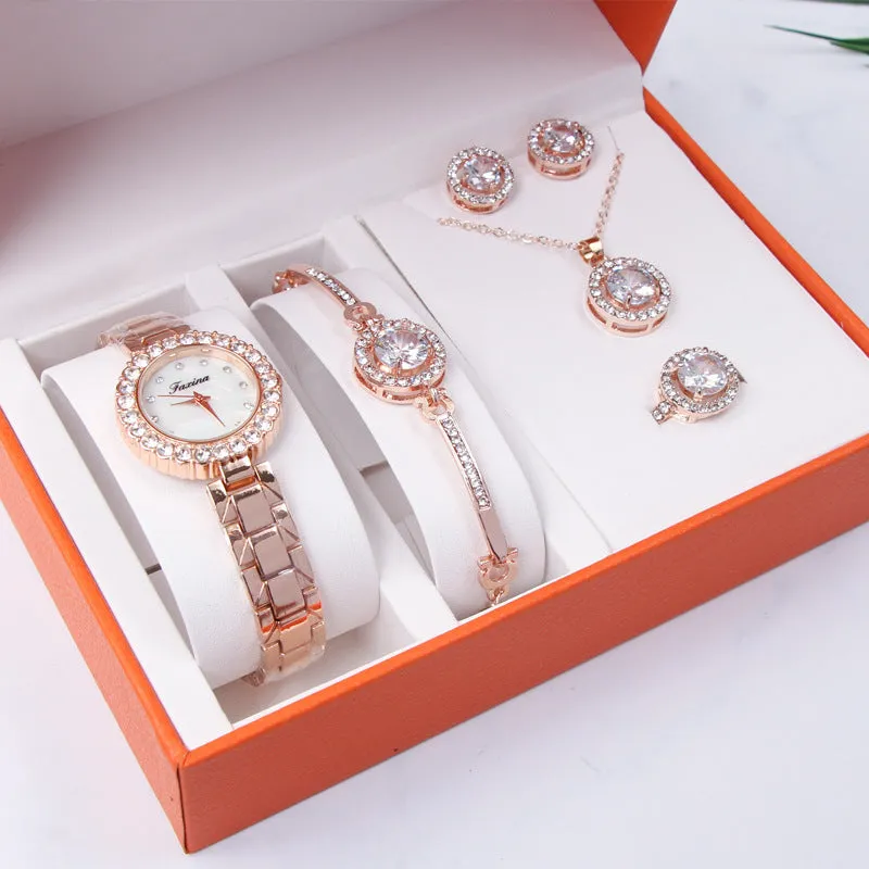 Diamond Frame 5 Pcs Set  Women's Watch