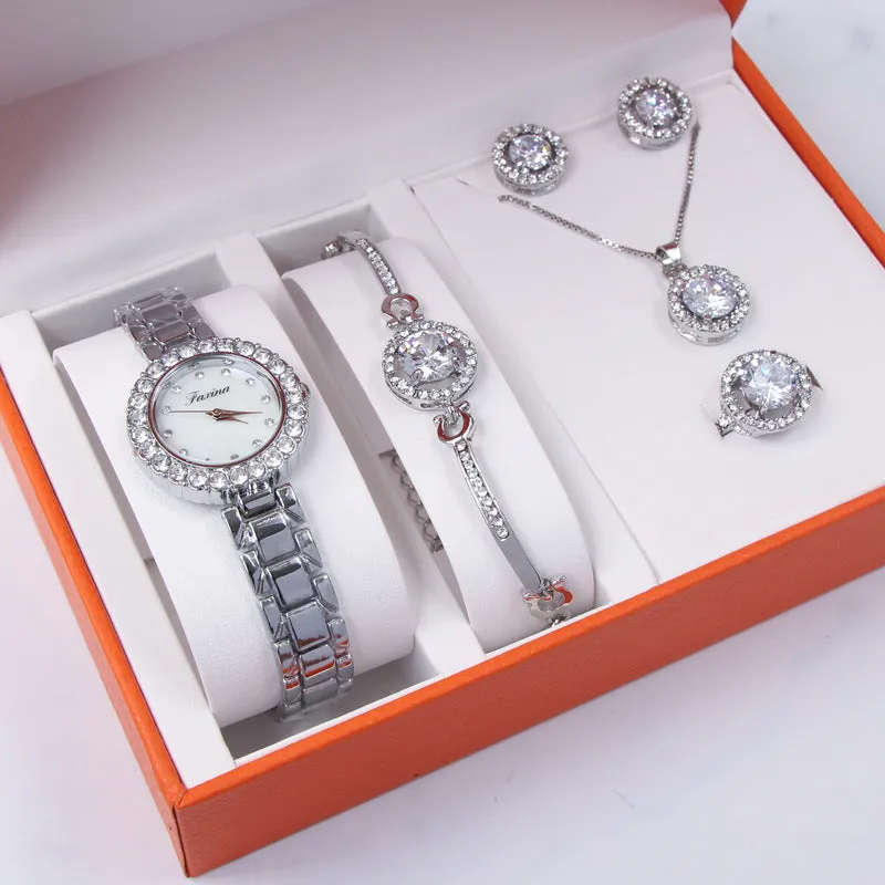 Diamond Frame 5 Pcs Set  Women's Watch