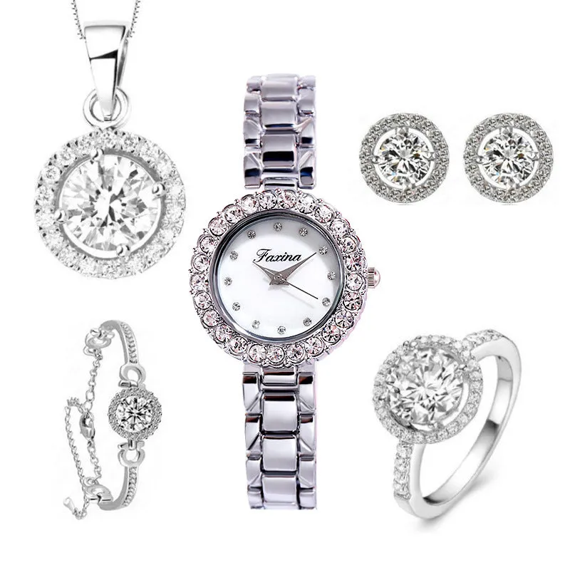 Diamond Frame 5 Pcs Set  Women's Watch