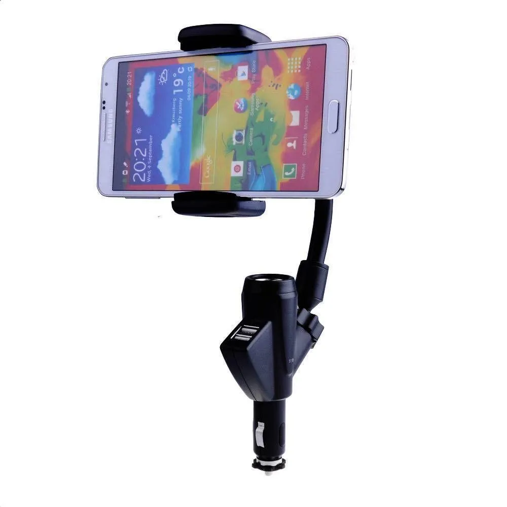 Dual 2 USB Car Charger Cradle Mount Holder Stand Cigarette Lighter by Modes