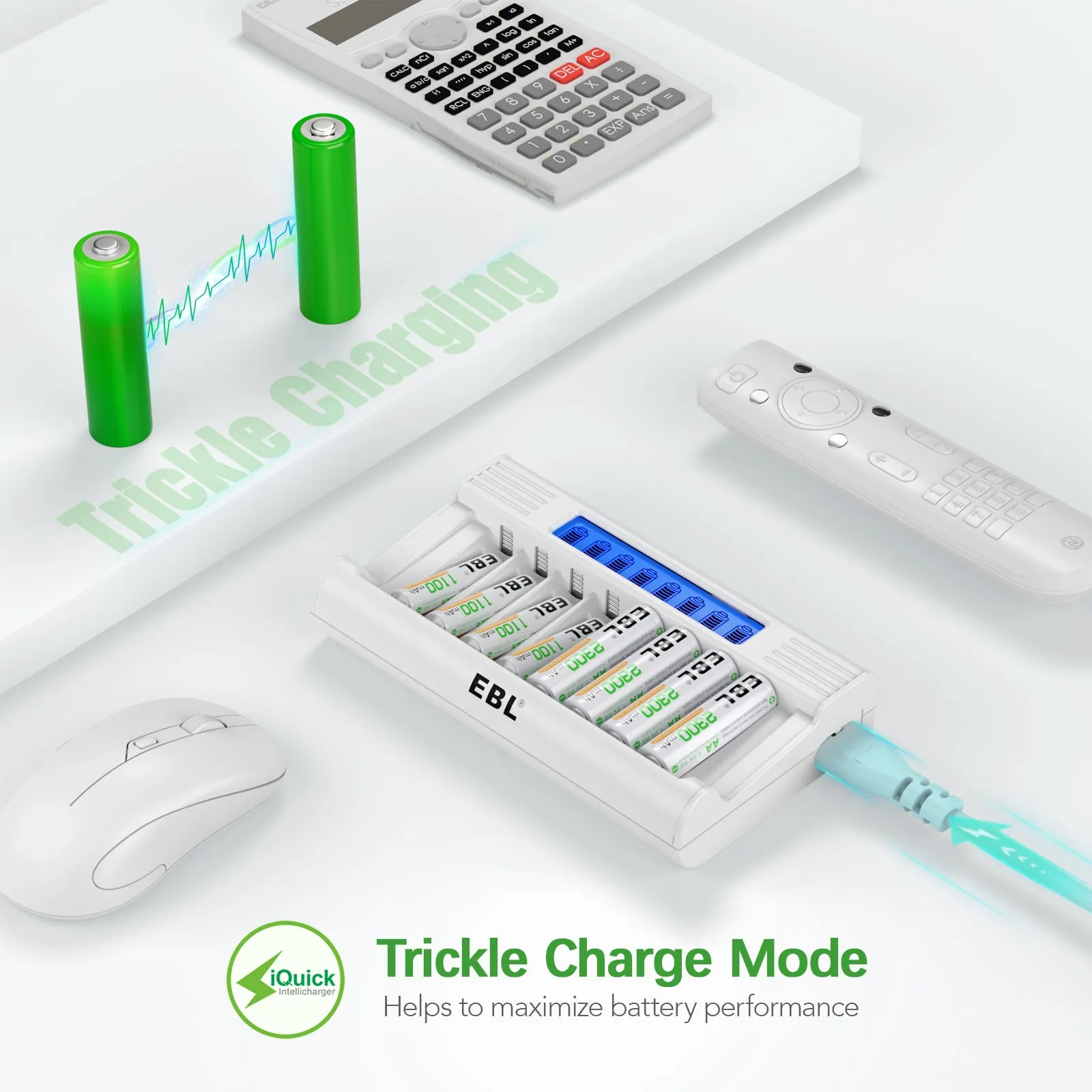 EBL 8Pcs 2300mAh AA Batteries with RM-76 8-Bay Charger