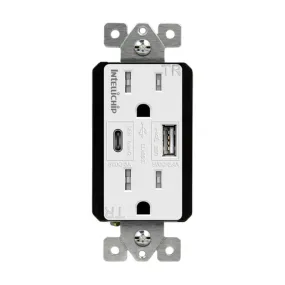 Enerlites 61501-TR2USB-1A1C Dual USB Type-C/Type-A Charger 5.8A with 15A Tamper-Resistant Duplex Receptacles