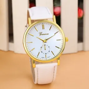 Fashion Geneva Watch Women Wristwatch Cow Leather Casual Watch Analog Quartz Watch Women Dress Watch Relojes Clock