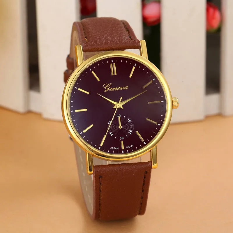 Fashion Geneva Watch Women Wristwatch Cow Leather Casual Watch Analog Quartz Watch Women Dress Watch Relojes Clock