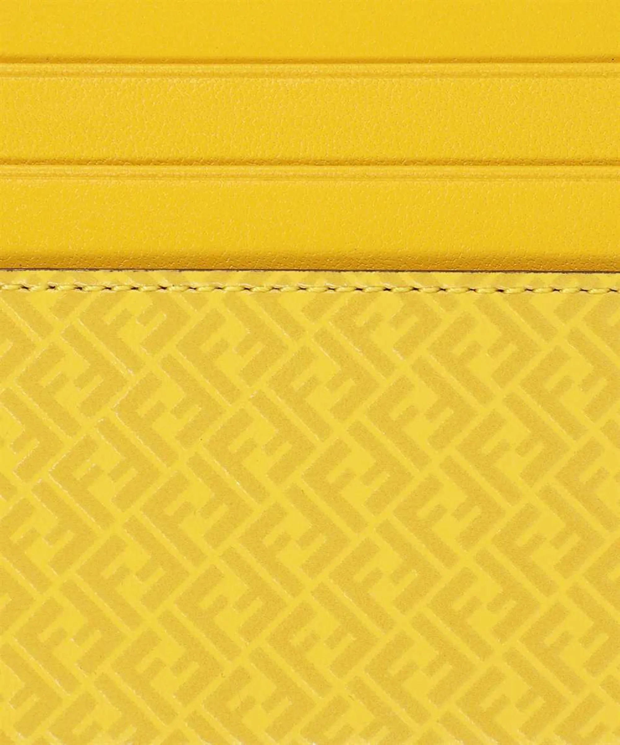 Fendi FF Logo Print Sunflower Yellow Leather Card Case