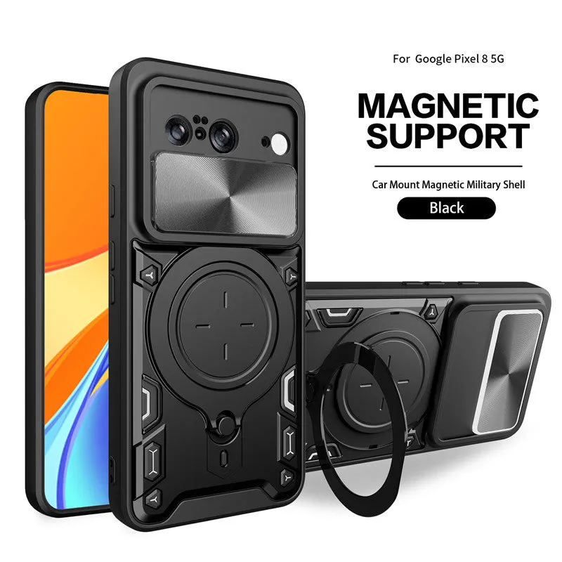 Flip Wallet Phone Case Hard PC with Sliding Camera Cover For Google Pixel 8