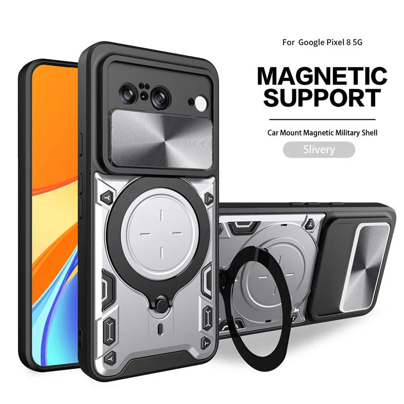 Flip Wallet Phone Case Hard PC with Sliding Camera Cover For Google Pixel 8