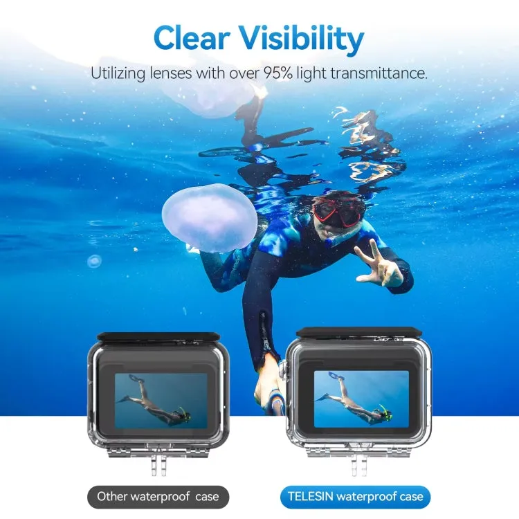 For Insta360 Ace Pro Camera TELESIN 45m Waterproof Case Underwater Diving Housing Cover