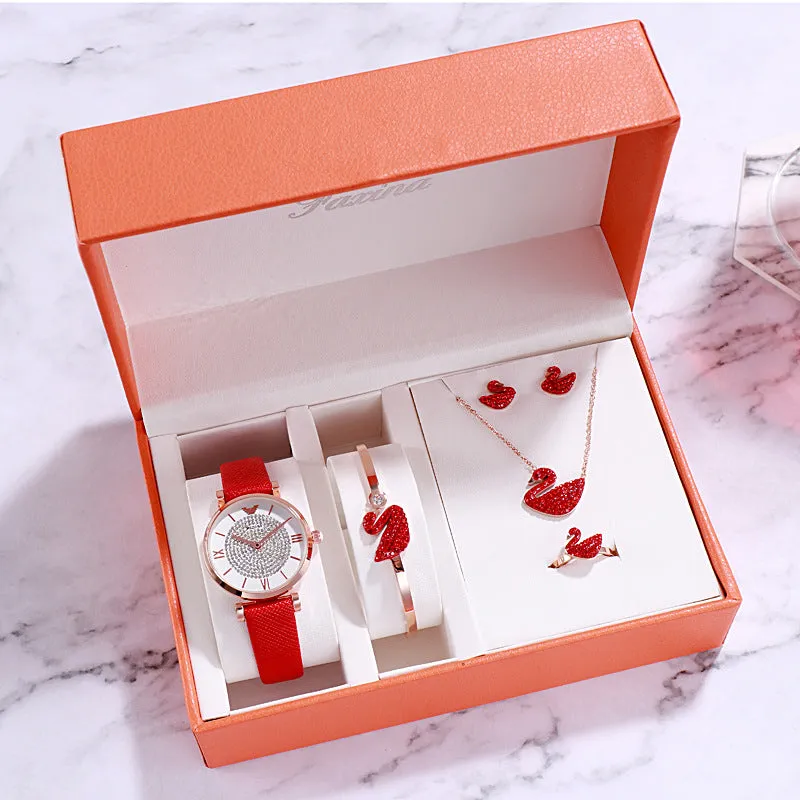 Full Of Diamond Dial&Accessories Set Women's Watch