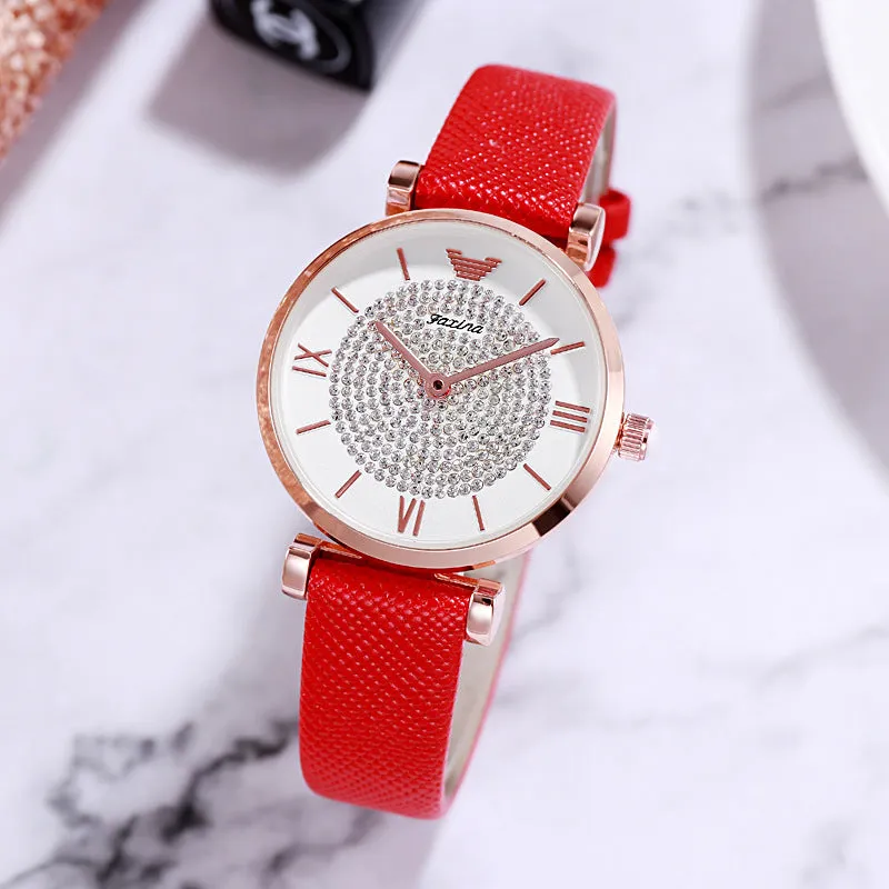 Full Of Diamond Dial&Accessories Set Women's Watch