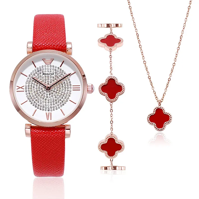 Full Of Diamond Dial&Accessories Set Women's Watch