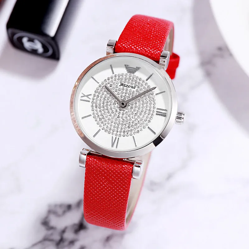 Full Of Diamond Dial&Accessories Set Women's Watch