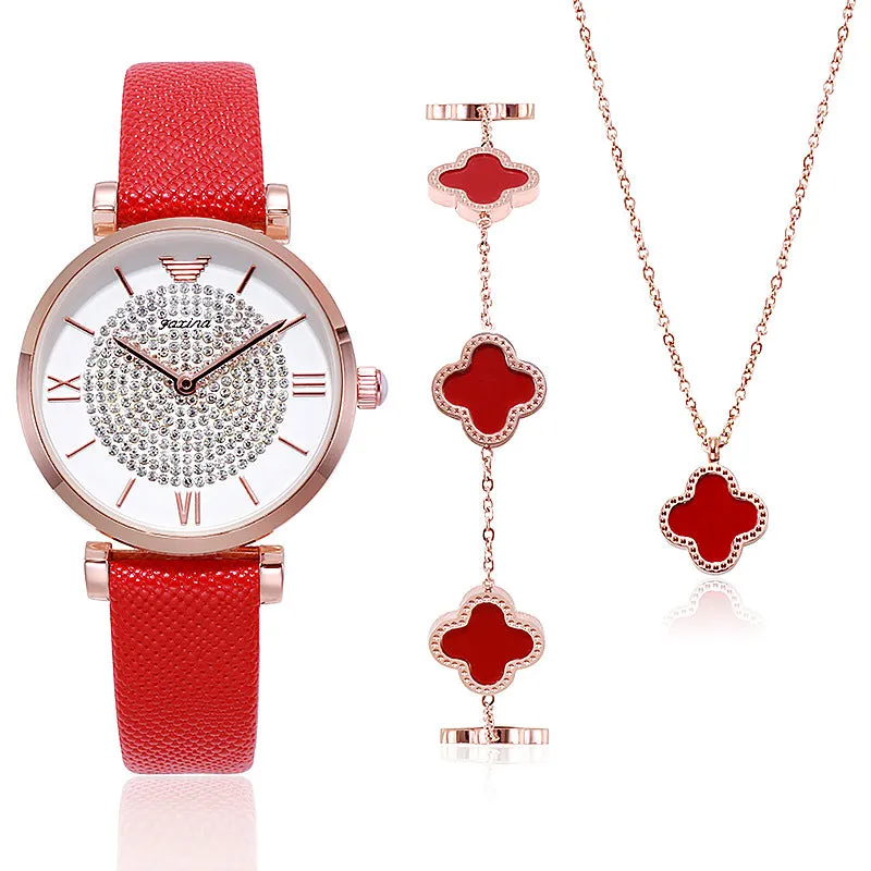 Full Of Diamond Dial&Accessories Set Women's Watch