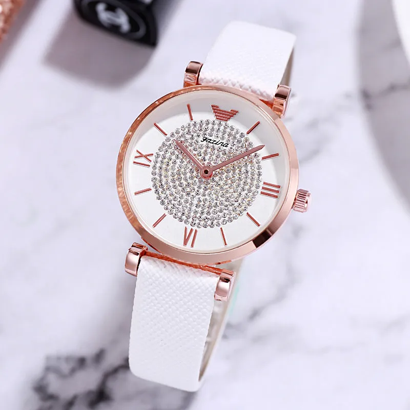 Full Of Diamond Dial&Accessories Set Women's Watch