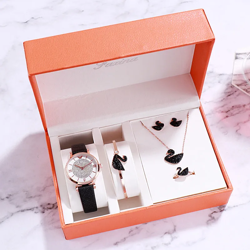 Full Of Diamond Dial&Accessories Set Women's Watch