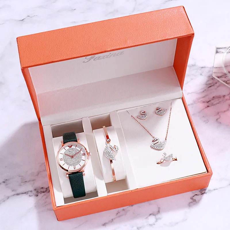 Full Of Diamond Dial&Accessories Set Women's Watch