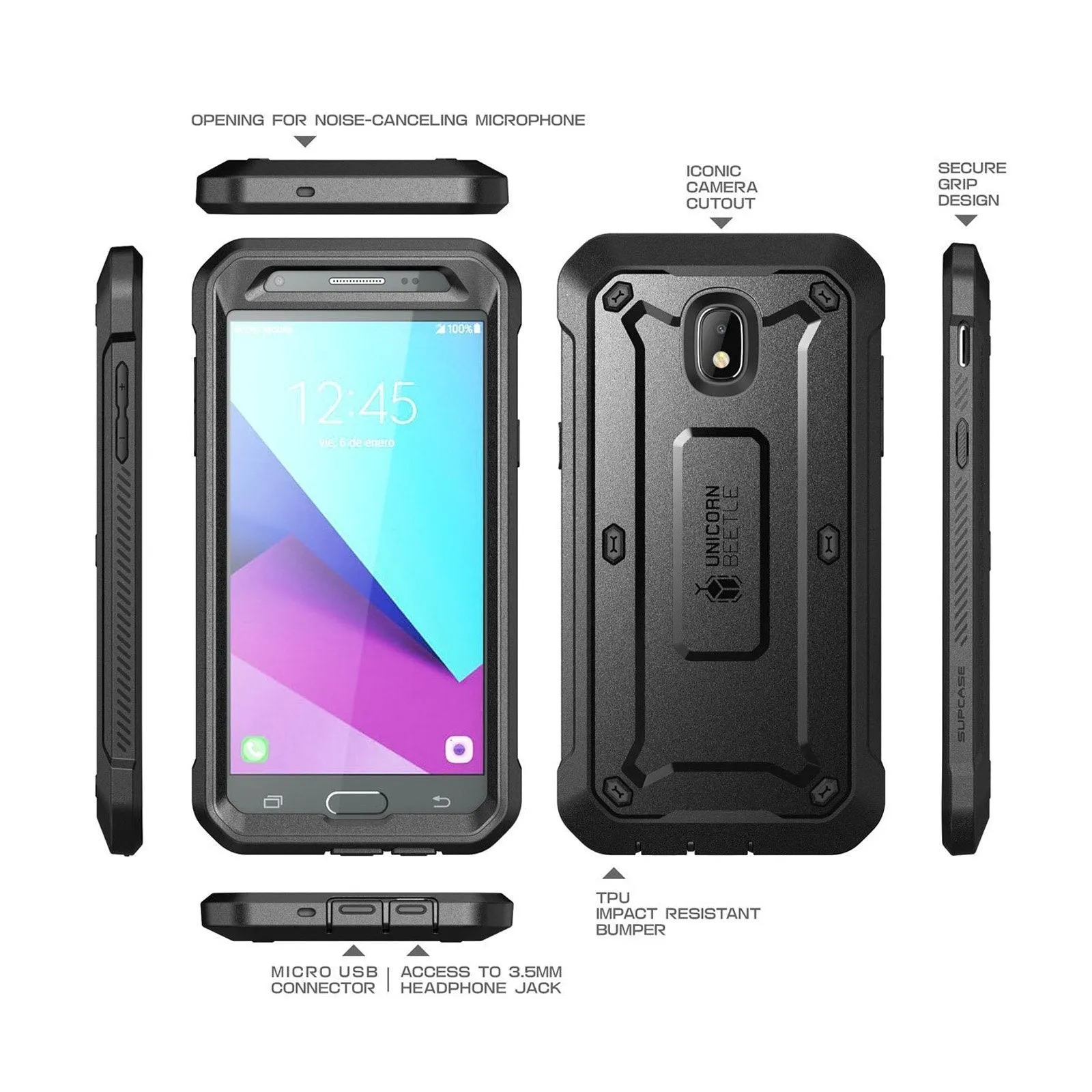 Galaxy J3 Unicorn Beetle Pro Rugged Holster Case-Black