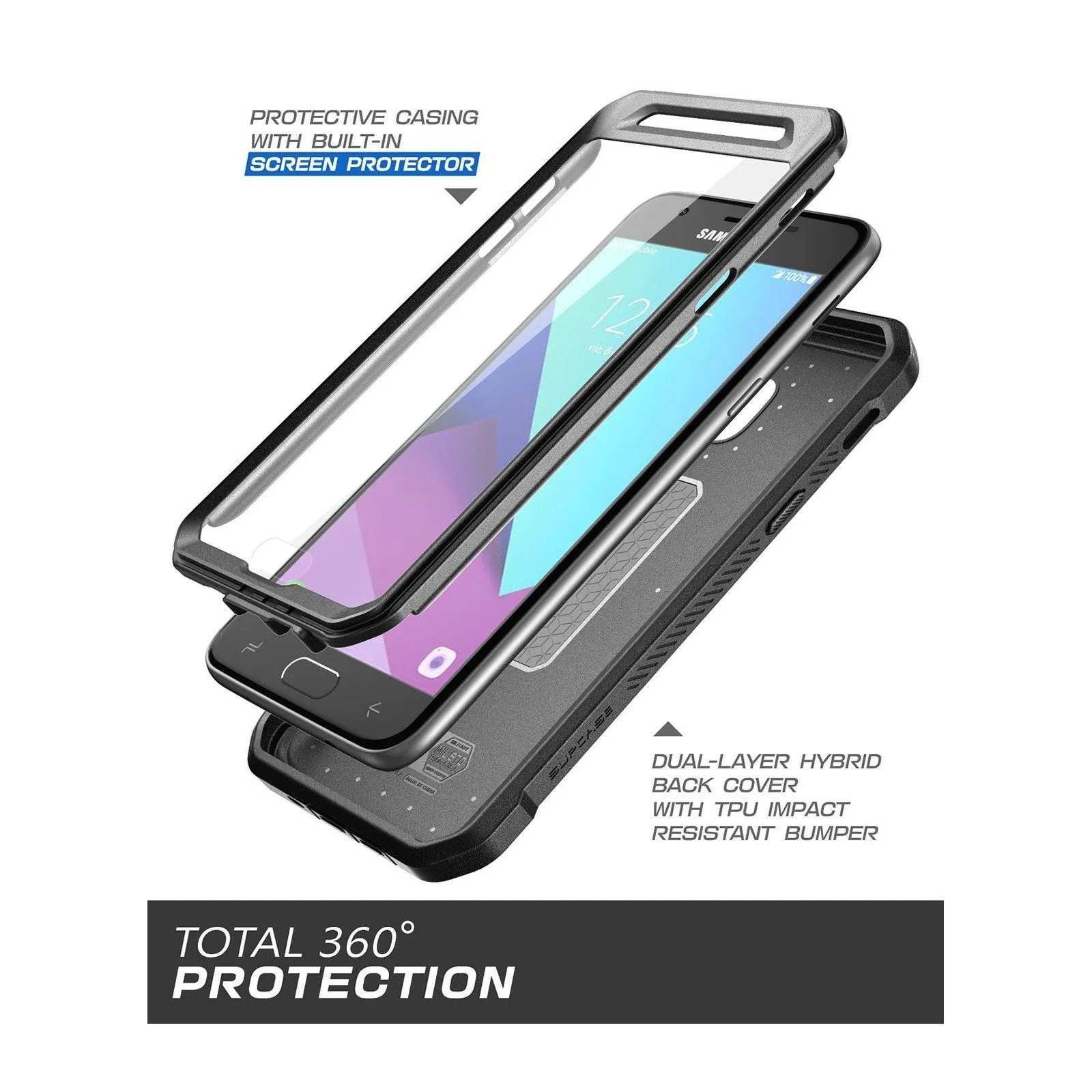 Galaxy J3 Unicorn Beetle Pro Rugged Holster Case-Black