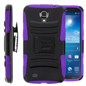 Galaxy Mega 6.3 Case, Rugged Hybrid Triple Layer Holster Shell Combo Case [Kickstand and Clip] for Samsung Galaxy Mega 6.3 - Purple